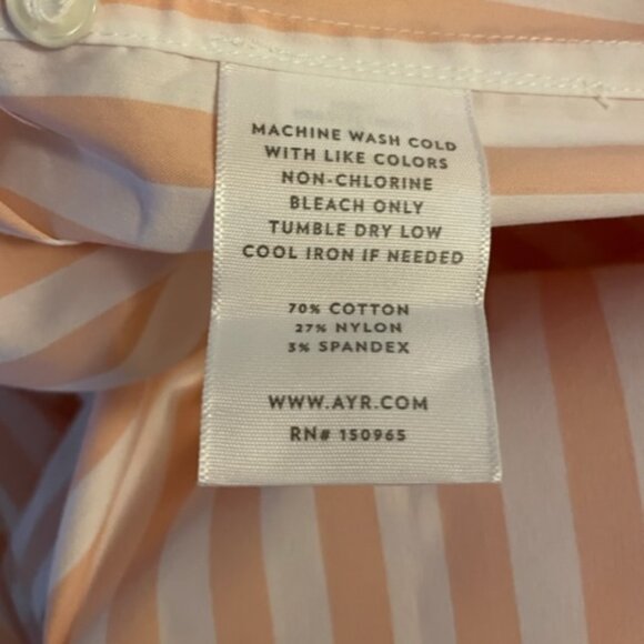 NWOT AYR The Deep End button down stripe shirt in cherry blossom (peach & white) - Picture 8 of 8
